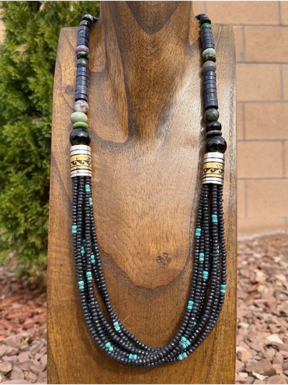 Tommy Rosita Singer T R Sterling Silver Multi Strand Lapis Bead Necklace 28